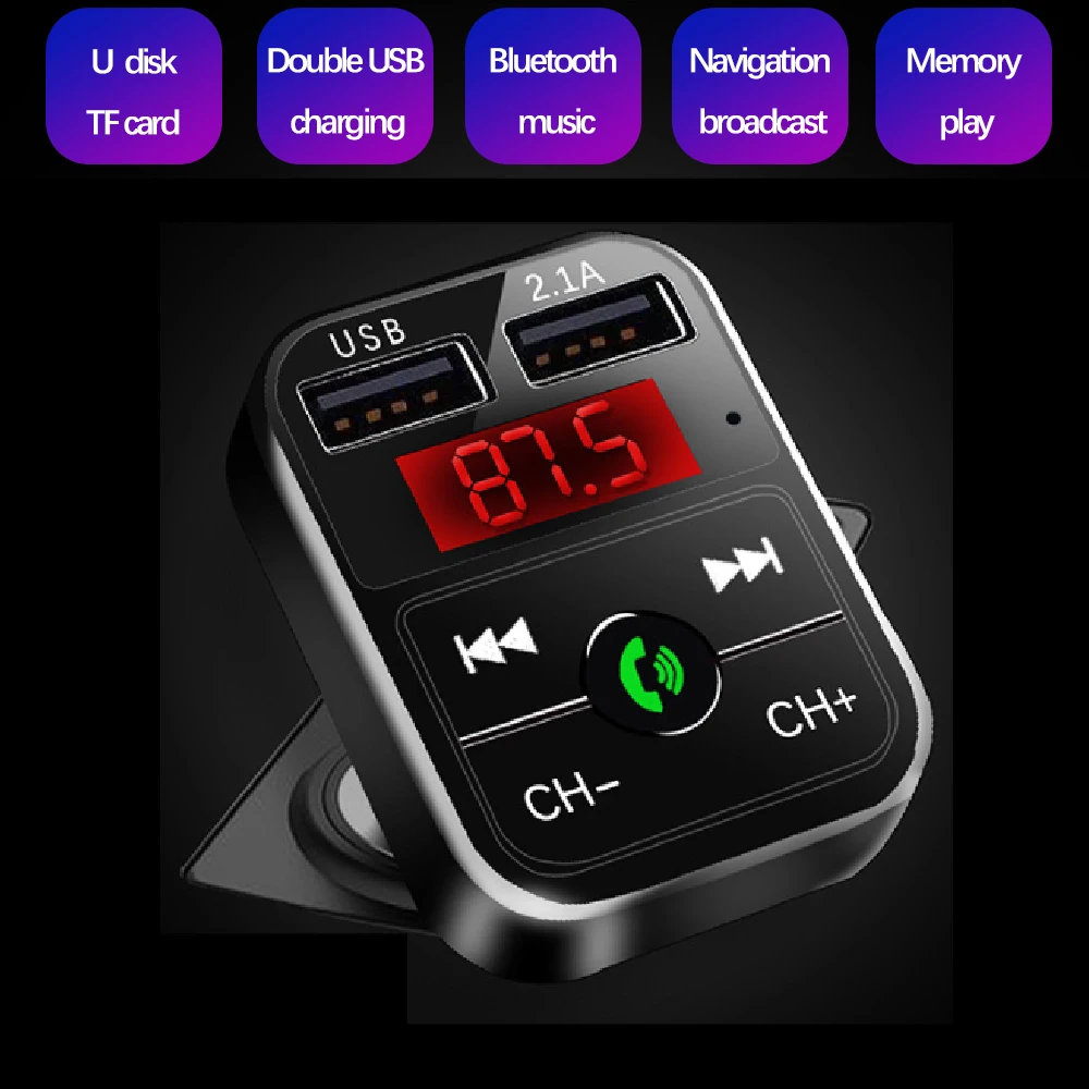 2 дюйма Автомобильный Bluetooth MP3 плеер Handsfree FM модулятор Bluetooth USB+ 2.1A музыкальный плеер для автомобильного аудио автомобиля зарядное устройство B2