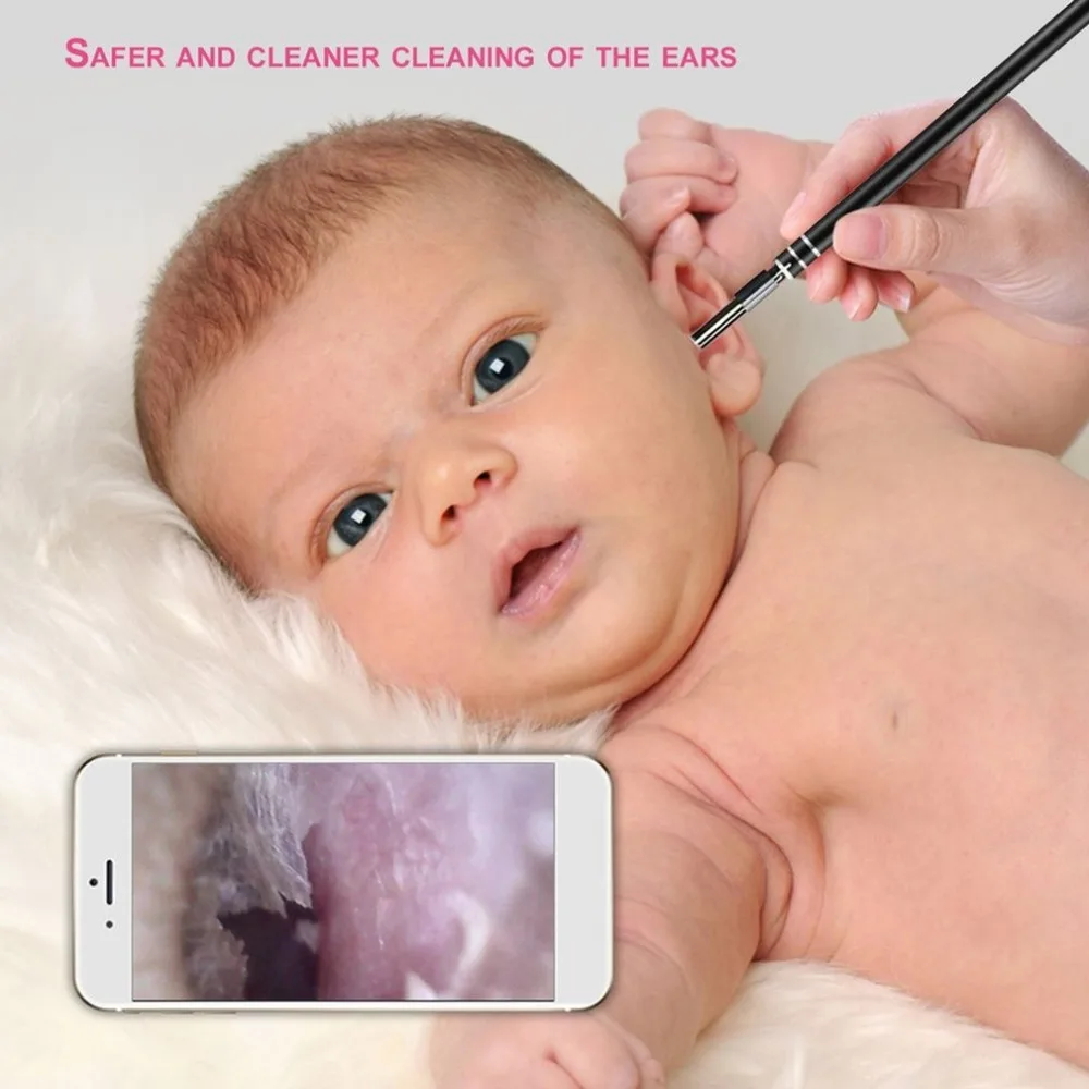 Medical In Ear Cleaning Endoscope Spoon Mini Camera Ear Picker Ear Wax Removal Visual Ear Mouth Nose Otoscope Support Android PC