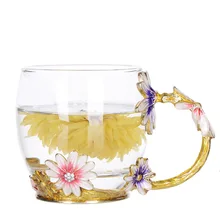 Красота и Новинка эмалированная чашка для кофе кружка цветок чай стеклянные чашки для горячих и холодных напитков чайная чашка ложка набор с Роскошная подарочная коробка