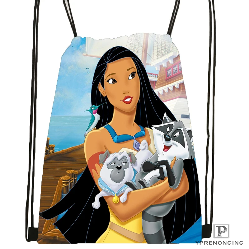 

Custom Pocahontas Drawstring Backpack Bag Cute Daypack Kids Satchel (Black Back) 31x40cm#180531-02-12