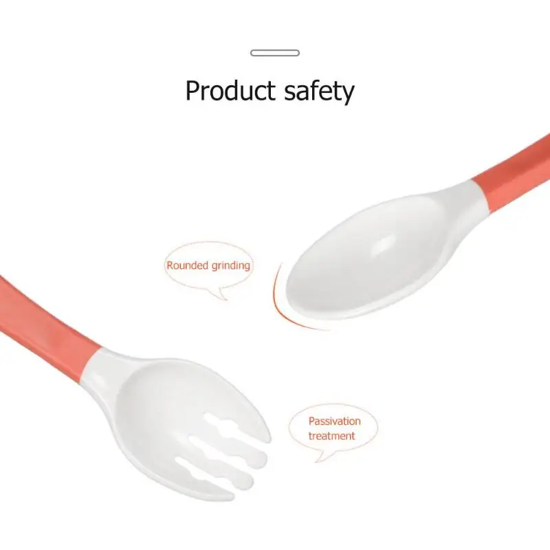 2pcs Bendable Baby Spoon Fork Set Infant Feeding Tableware with Storage Box