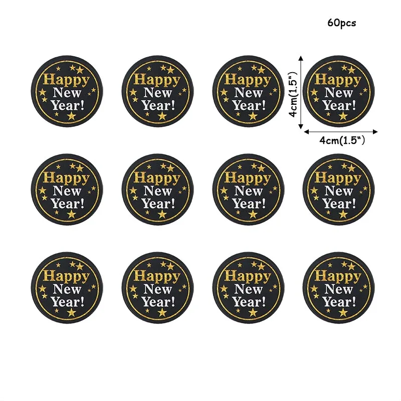 60pcs Gold Black Happy New Year Stickers Paper Adhesive Packaging Sealing Label Kraft Sticker Gift Stickers 2020 New Year Decor 60pcs Gold Black Happy New Year Stickers Paper Adhesive Packaging Sealing Label Kraft Sticker Gift Stickers 2020 New Year Decor