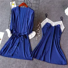 2 шт., сексуальное платье для сна, кружевная атласная пижама банный халат, нижнее белье, пижамы, винтажные ночные рубашки размера плюс, нижнее белье G3