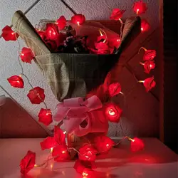 Уличная Рождественская гирлянда многоцветный свадебными розами светодиодный гирлянды AA ко Дню Святого Валентина вечерние событие День