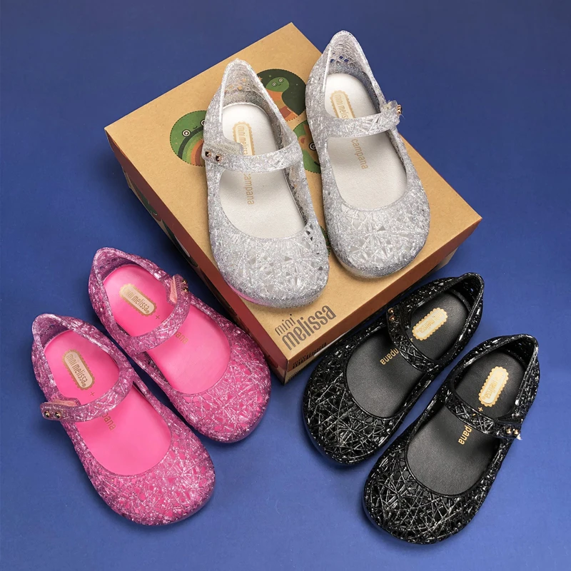 Mini Melissa Campana Crochet Princess Girl Jelly Shoes Sandals 2020 New Baby Shoes Soft Melissa Sandals For Kids Non-slip