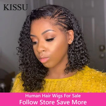 

12 Inch Bob Wig HD Lace Closure Wig Human Hair Wigs For Sale Peruvian Deep Wave Wig Sale For Women's Wigs Curly Bob Wig