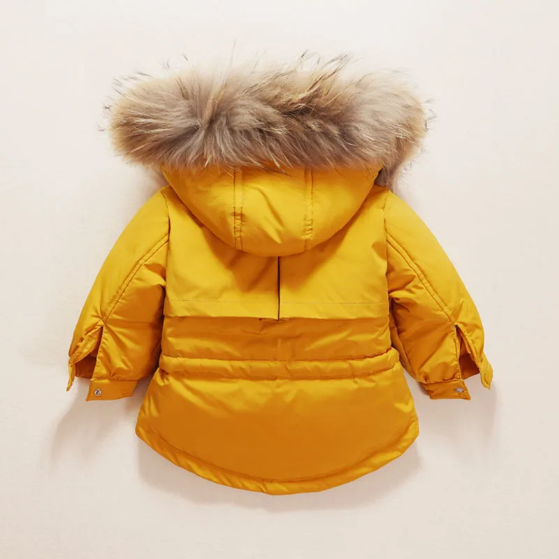 Зимний комплект одежды для детей, одежда для маленьких мальчиков и девочек, теплый пуховик, пальто, зимний комбинезон, детская парка, комбинезон с натуральным мехом, пальто