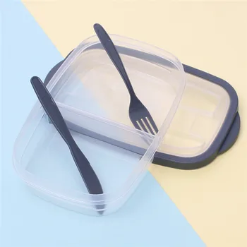 

2 Compartment Plastic Bento Box Home Lunchbox Box Meal Storage Food Prep Lunch Reusable Microwavable Containers Snack Box