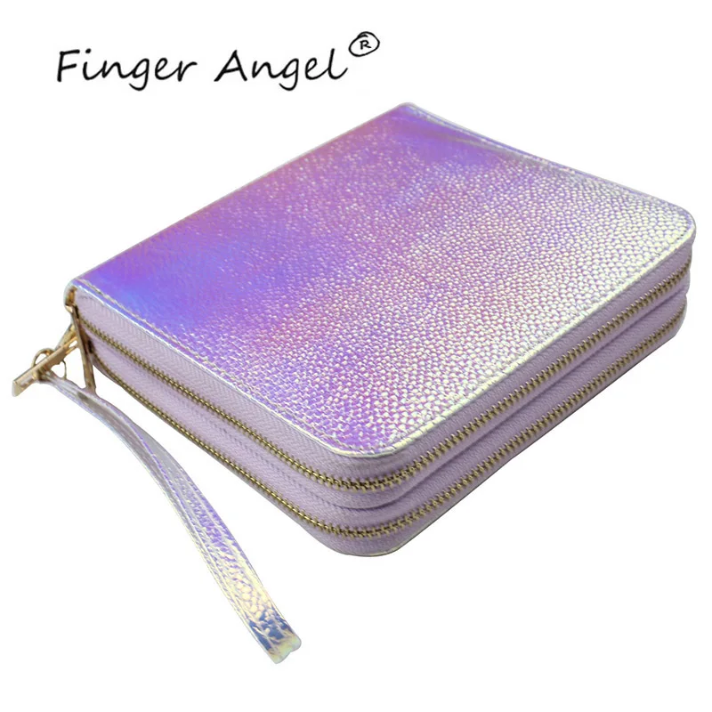 Finger Angel 120 слотов для ногтей штамп пластина чехол для дисков для стемпинга сумка лазерная серебро из искусственной кожи шаблон Органайзер/держатель/сумка для хранения# FJH28