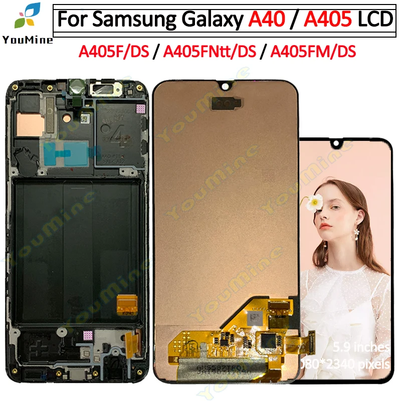 ЖК-дисплей для Samsung Galaxy a40/A405/A405F/A405FN сенсорная панель с дигитайзером и рамкой в