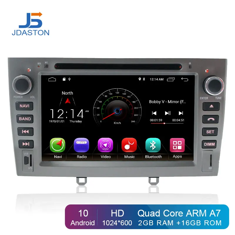 JDASTON Android 10.0 Car DVD Player For Peugeot 308 408 Stereo Steering Wheel GPS Navigation Multim