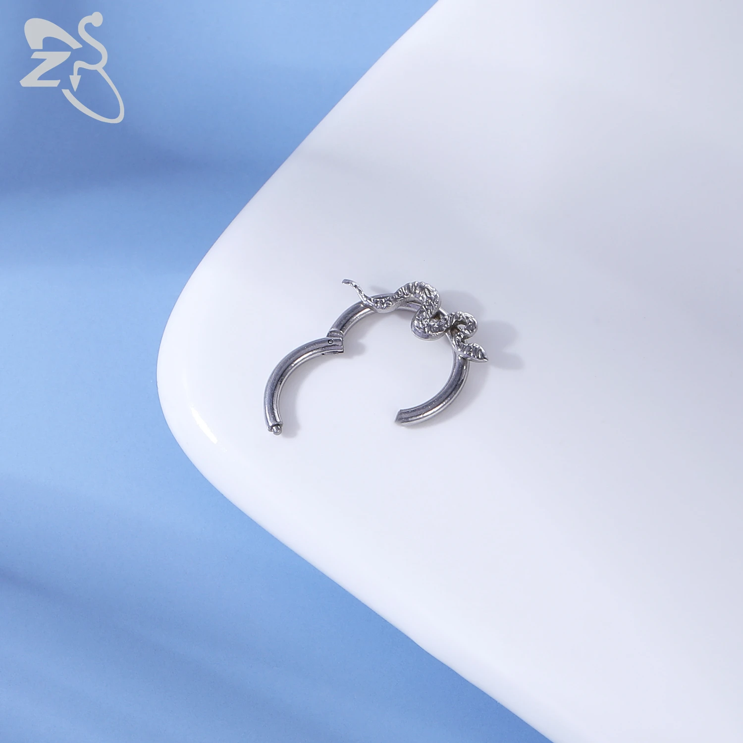 ZS 1 PC Snake Stainless Steel Nose Ring Unisex 4 Colors Punk Septum Clicker 16G Ear Tragus Cartilage Daith Piercing Jewelry 8MM ZS 1 PC Snake Stainless Steel Nose Ring Unisex 4 Colors Punk Septum Clicker 16G Ear Tragus Cartilage Daith Piercing Jewelry 8MM