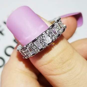 

2020 new luxury Irregular 925 sterling silver eternity band ring for women lady anniversary gift jewelry wholesale moonso R5542