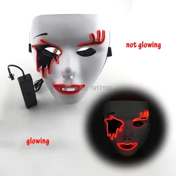 

Cheap Halloween LED Mask EL Cold Light Fluorescent Cosplay Mask Face Cover Halloween Props Masquerade Glow Mask