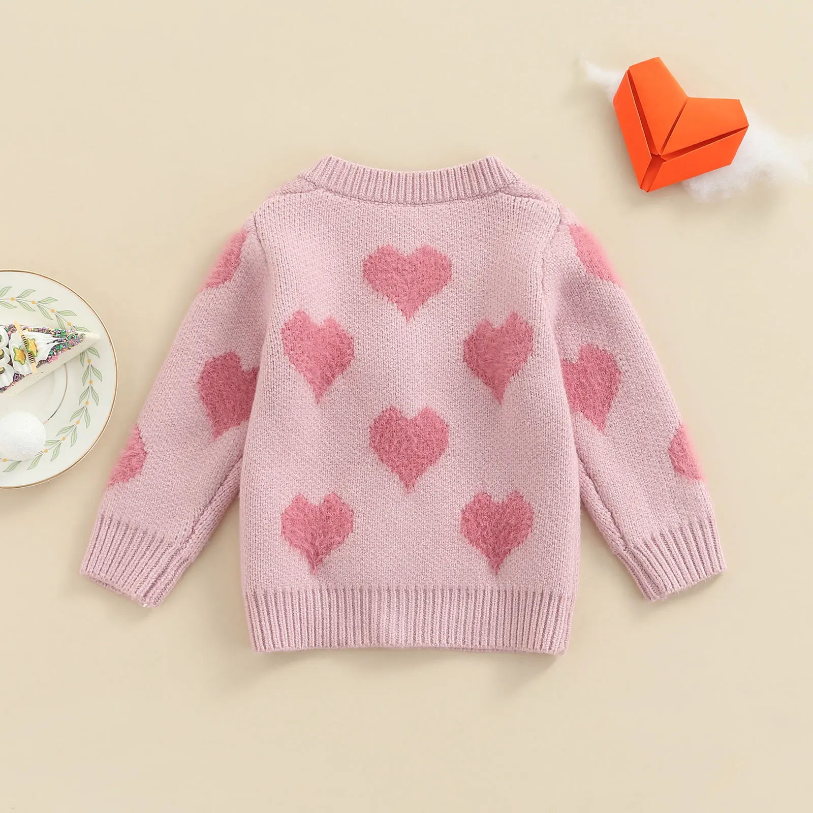 Autumn Toddler Infant Baby Girls Boys Cardigan Jackets Heart Print Long Sleeve Button Closure Knitted Sweater Tops children denim jacket
