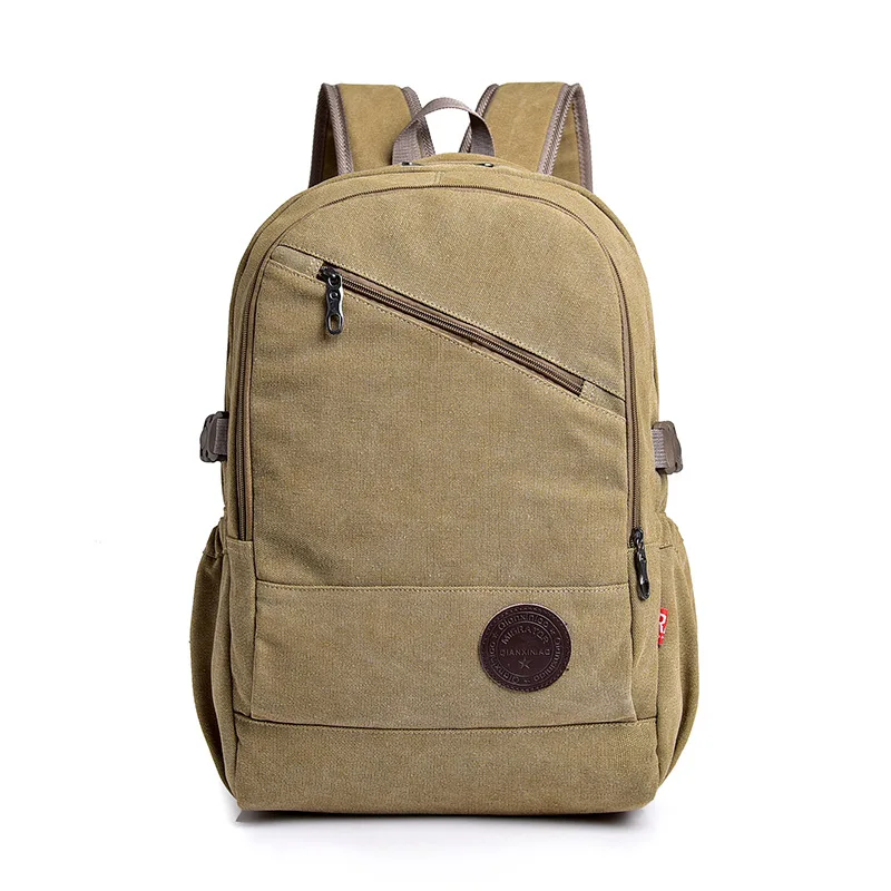 

New Style Customizable Men Backpack Casual Travel Canvas Backpack Large Capacity Schoolbag