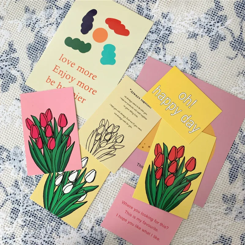 

Новинка, Лидер продаж, открытка с тюльпаном, симпатичная мультяшная декоративная наклейка на стену, календарь, реквизит, подарки с буквами