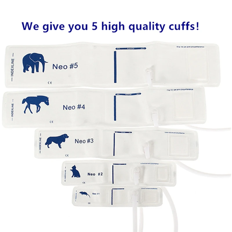 Wondcon цифровой Ветеринарный монитор кровяного давления NIBP SpO2 с 5 манжетами в форме