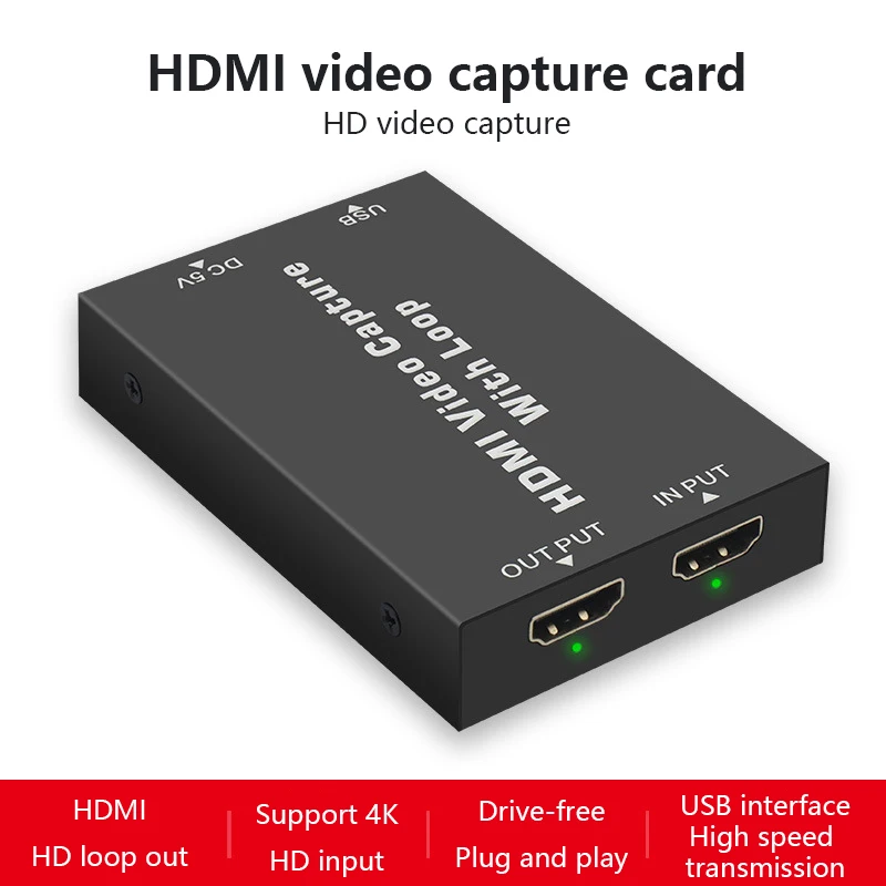 

1080P 4K HDMI Capture Card USB 2.0 Video Grabber Recorder For Switch PS4 Game DVD Camcorder HD Camera Recording Live Streaming