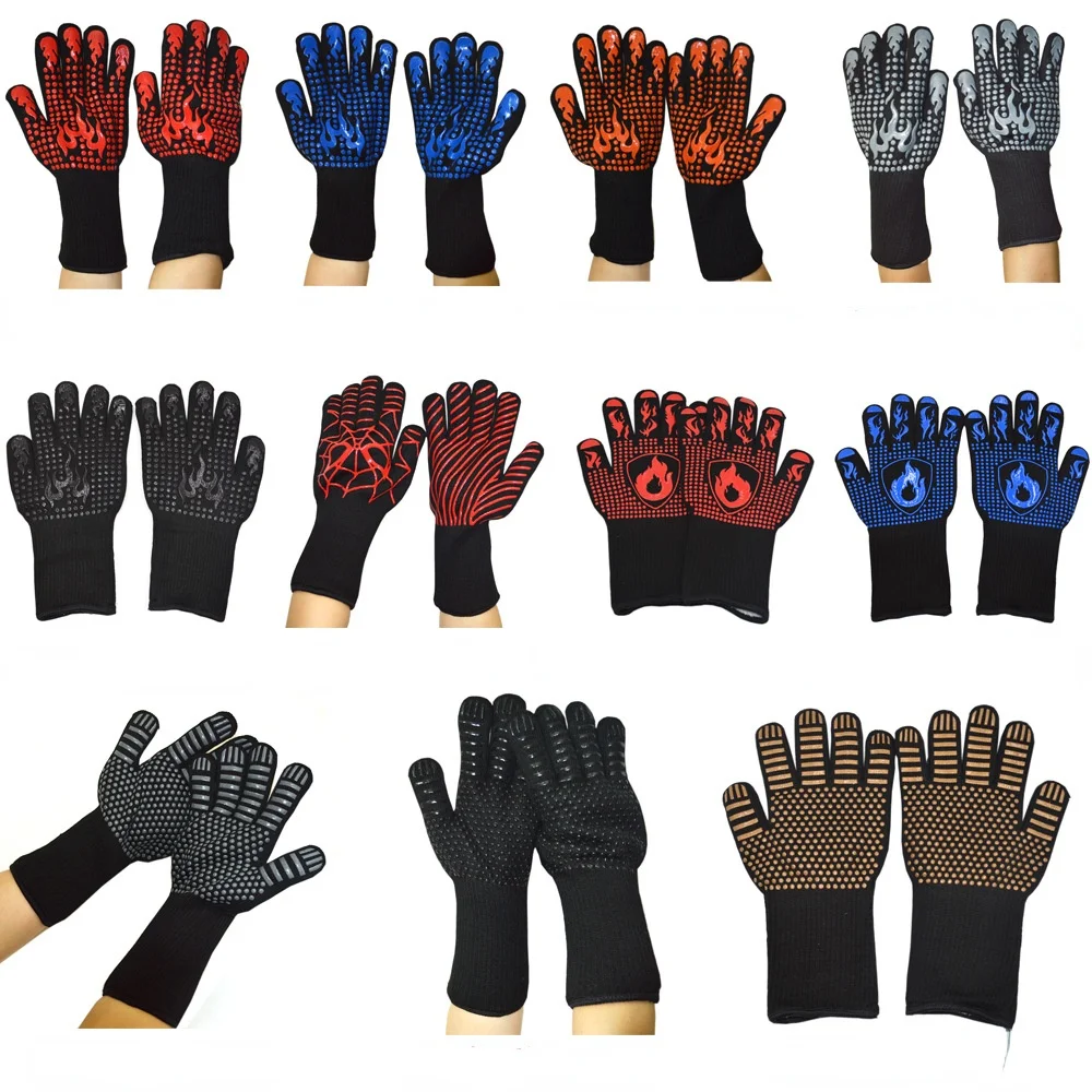 1Piece BBQ Oven Fireproof Heat Resistant Glove 800 Degree Heat Resistant Glove Microwave Heat Lnsulation Tool Silicone Oven Mitt