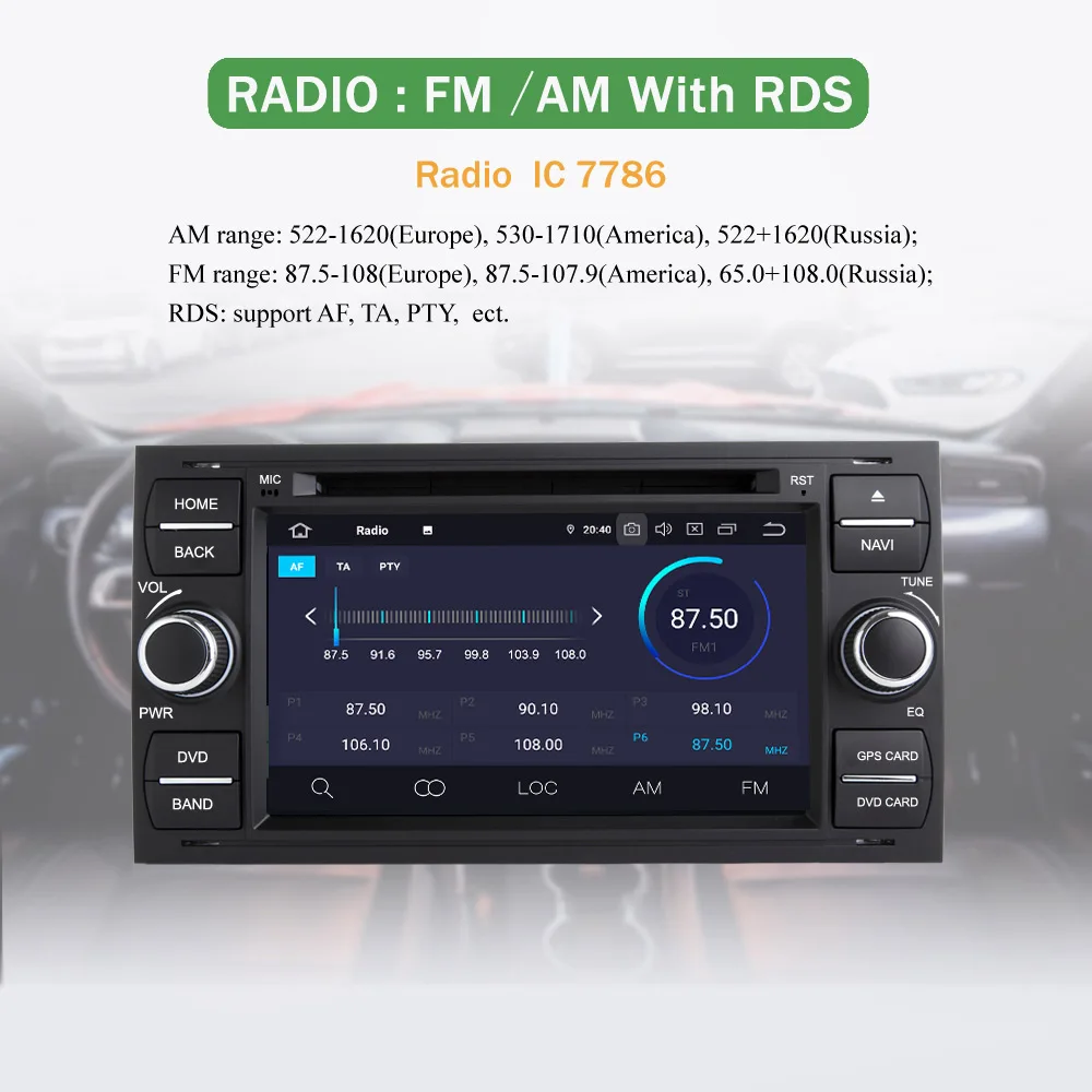 Top Bonroad 7" 2DIN Android 9.0 Car Video Player GPS Navigation for Focus Galaxy S-Max Fusion Fiesta Car Multimedia Player RAM4G 4