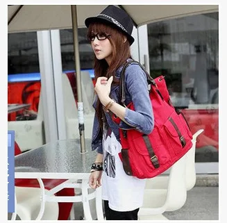 

Ougger Big High Quality Handbags Women Large Capacity Shoulder Fall Red Canvas England Style Multifunctional Bags with String