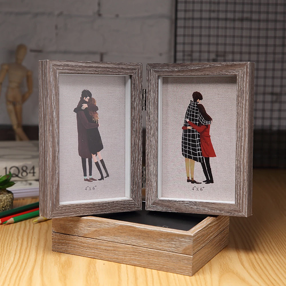 

1pcs Creative Folding Folded 6 Inch Retro Table Photo Frame Studio Home to send personalized Photo Card storage frame