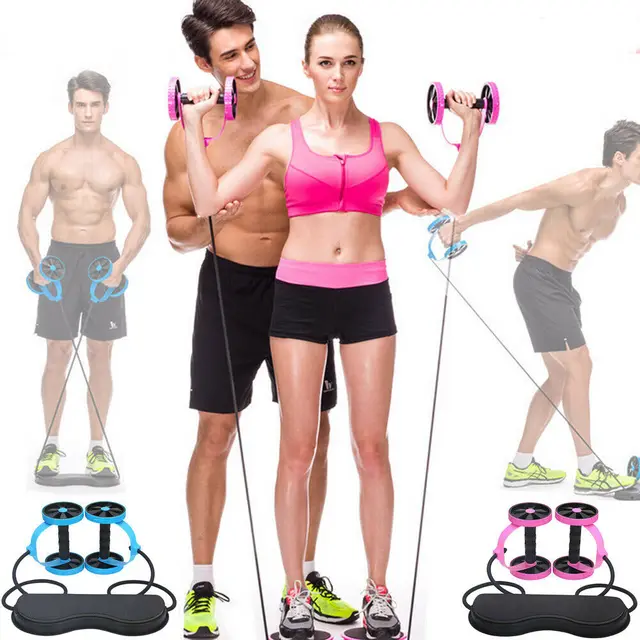 US $14.57 Women Body Building Fitness Equipments Ab Roller Abdominal Power Roll Trainer Waist Slimming Exerci