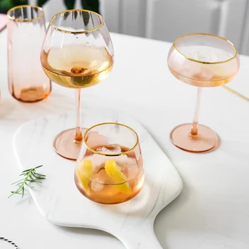 

Nordic Creative Amber Champagne Glass Wine Glass Tea Hotel Shot glass goblet Wine Glass Bottle tazza vetro 230-460ml for kitchen