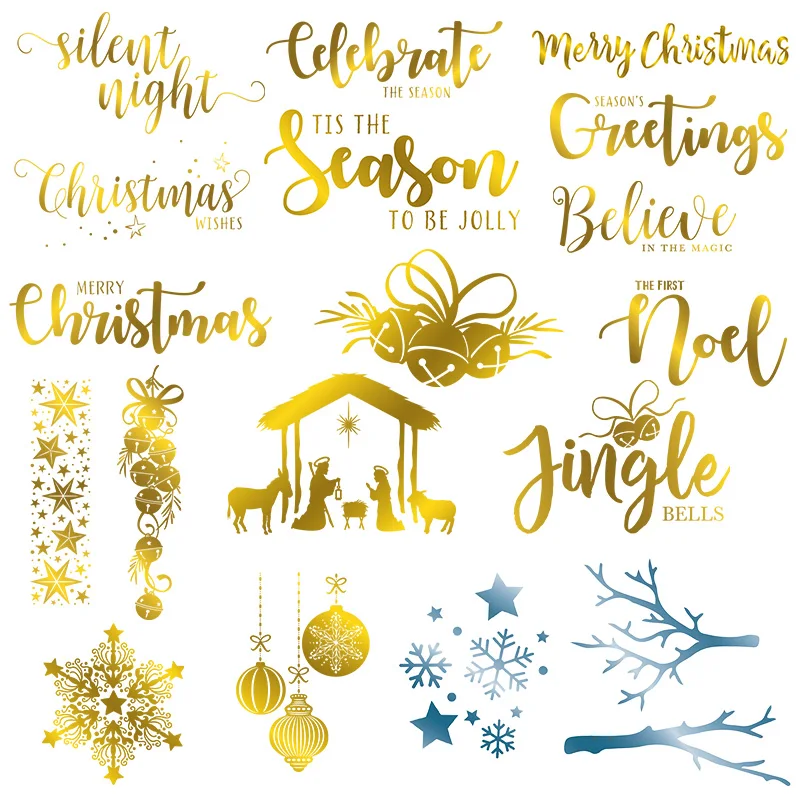 

Christmas Letter Snowflake Bell Branch HOT FOIL PLATE Silver Metal Cutting Dies DIY Embossing Die Scrapbooking Stencils 2019 New