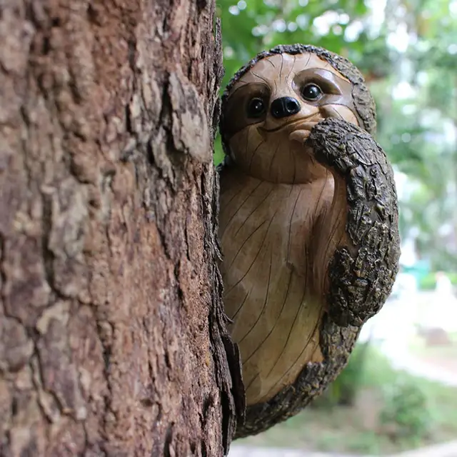 Új Sloth Kerett Kereskedlás Kerettensek Mértékelés Gyanta Fa Ölelő És Peeker Állat Az Udvarhoz Fűnyoltan Dekoráció