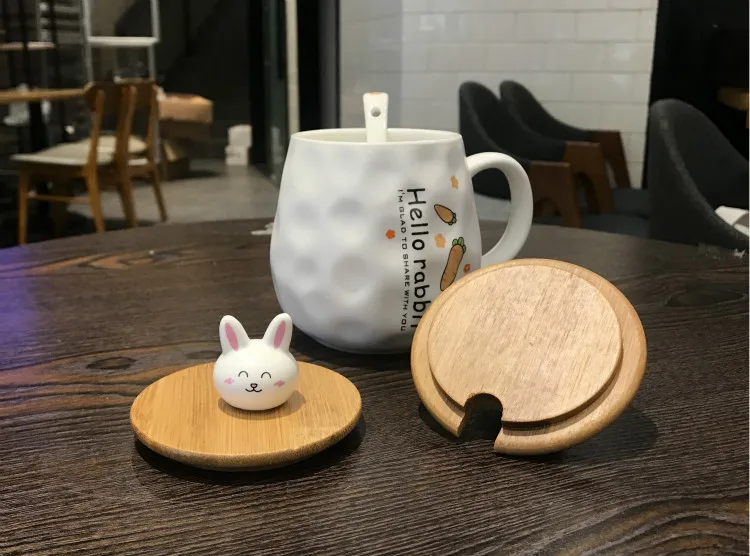 Rogue Rabbit керамическая чаша с Ложка Крышка Персонализированная чашка для завтрака креативные парные модели чашки