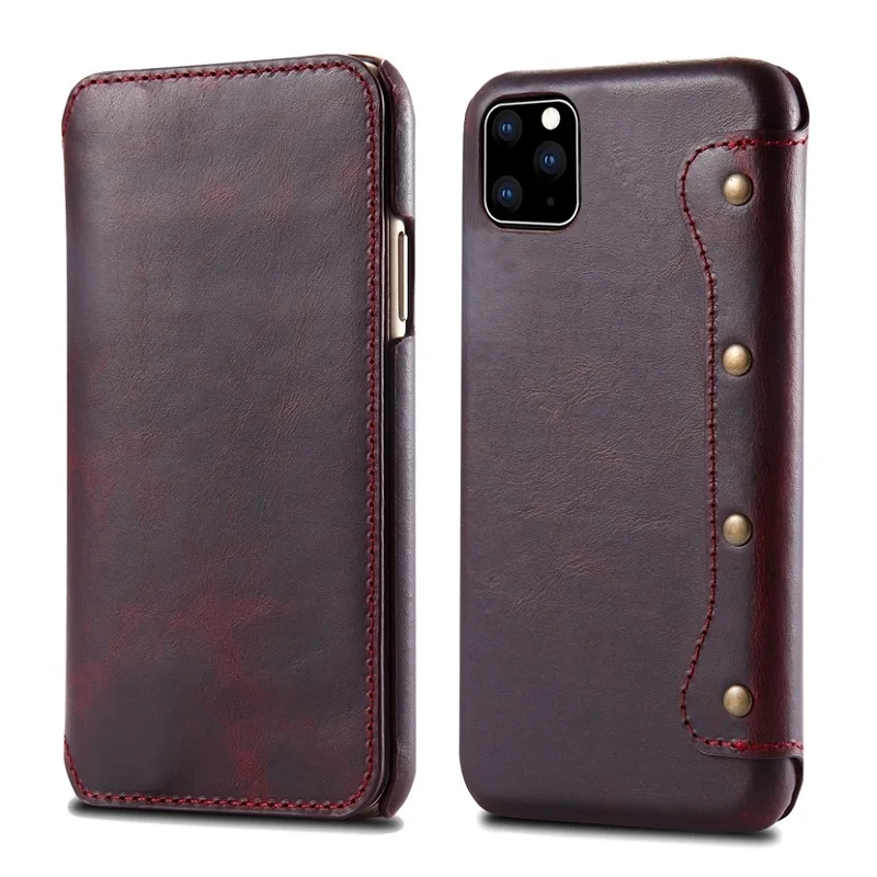 Solque Чехол-книжка из натуральной кожи для iPhone 11 Pro Max 11Pro, Роскошный Ретро винтажный держатель для карт, тонкий кошелек, чехол-книжка