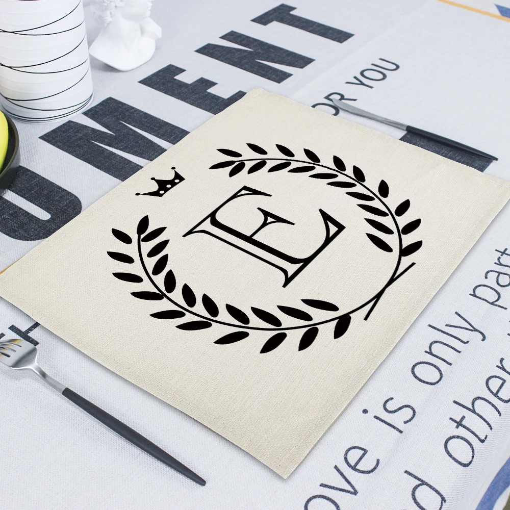 42*32cm Geometric Letter Wedding Napkin Dining Table Mat Drink Coasters Linen Pads Kitchen Table Mats Napkins Servilleta De Tela - Цвет: CD32-5