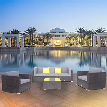

6 Pieces Patio PE Wicker Rattan Corner Sofa Set