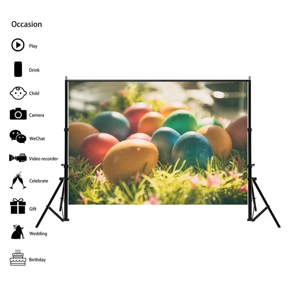 

150x210cm Creative Easter Sunday Theme Vinyl Painting Waterproof Photography Backdrops Party Festival Backgraound Wall
