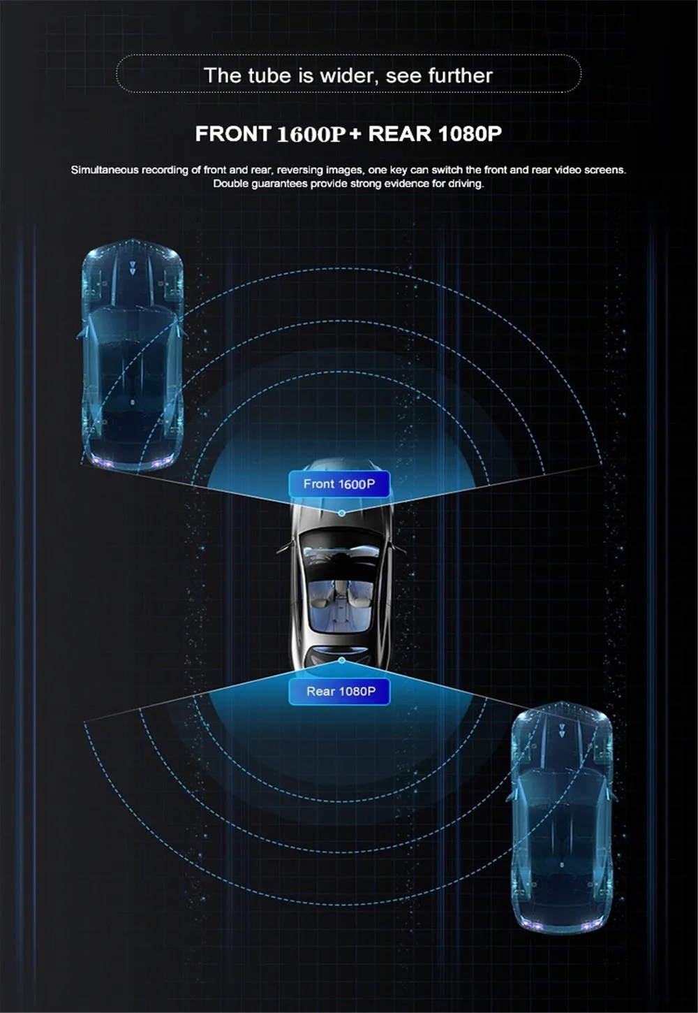 3 Inch Car DVR 3K UHD Video Recorder 2560P*1600P Folding Rotating Dash Cam WIFI/ADAS Dual Lens Night Vision Register 24H Parking
