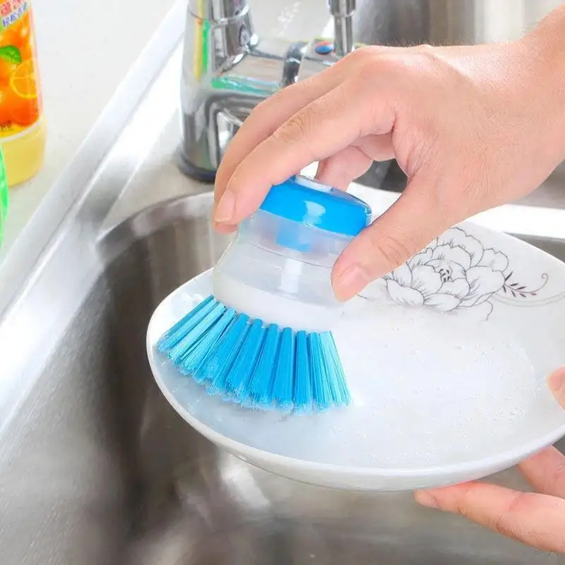 Wash Pot Brush Kitchen Gadgets Hydraulic Washing Pan Dish Bowl Cleaning Brushes With Up Liquid Soap Dispenser | Дом и сад