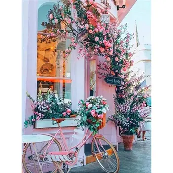 

Gatyztory Flower Bicycle DIY Painting By Numbers Handpainted Oil Painting Canvas Colouring 60x75cm Home Art