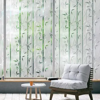 

LUCKYYJ Static Window Film for Glass Privacy Film Frosted Glass Self Adhesive Window Stickers Decor 3D Bamboo Pattern for Home