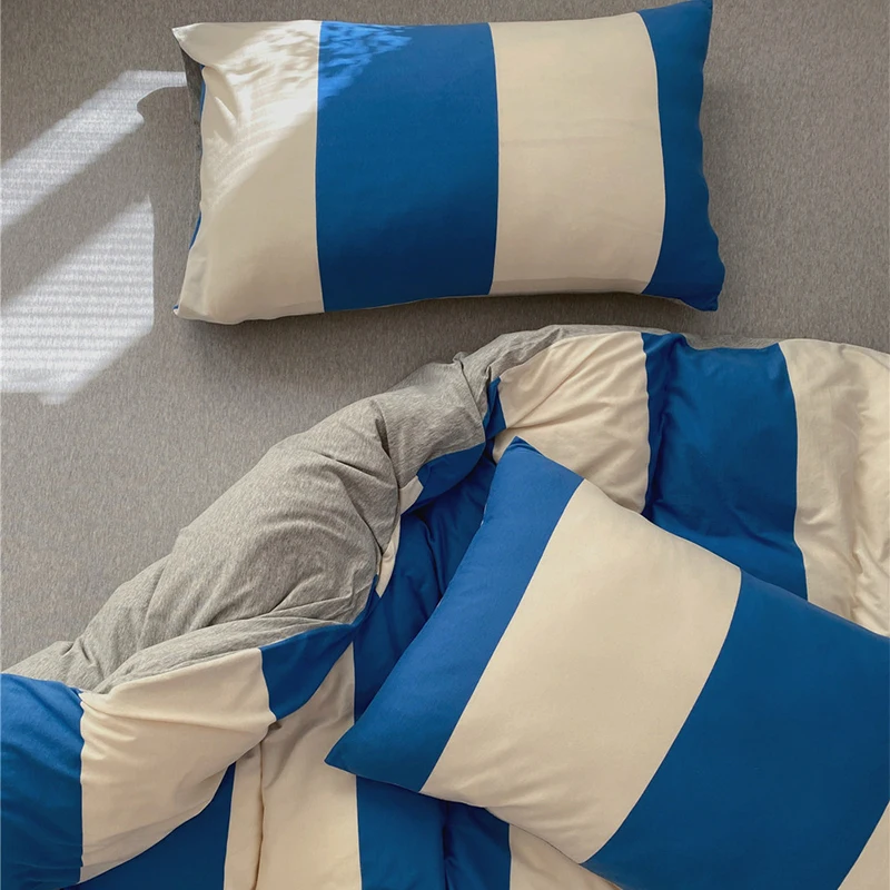 

Knitted Cotton Four Piece Set Spring And Autumn Simple Cotton 100 Quilt Cover Bed Sheet Bedding