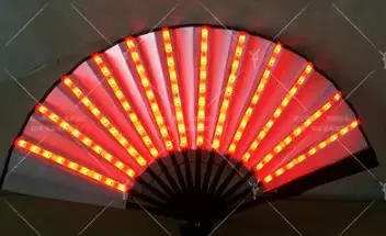 Красочный Светодиодный светящийся Складной вентилятор, светодиодный светильник, реквизит для выступлений на сцене, для музыкального фестиваля, вечерние, для мероприятий, светодиодный вентилятор с подсветкой - Цвет: Red