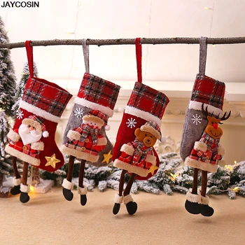 

KLV 1PC Christmas socks Hanging Christmas Tree Decoration Ornaments New Year Candy Bag Gifts Socks Xmas Ornament new hot sale