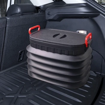 

18L Folding Car Trash Can Telescopic Outdoor Camping Fishing Water Bucket with Lid Auto Cargo Container Storage Box