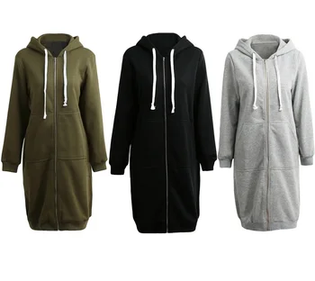 

Women Hoodies Sweatshirt Winter Casual Oversize Loose Zipper Women Outwear Fashion Pocket Drawstring Warm Female Long Hoodies