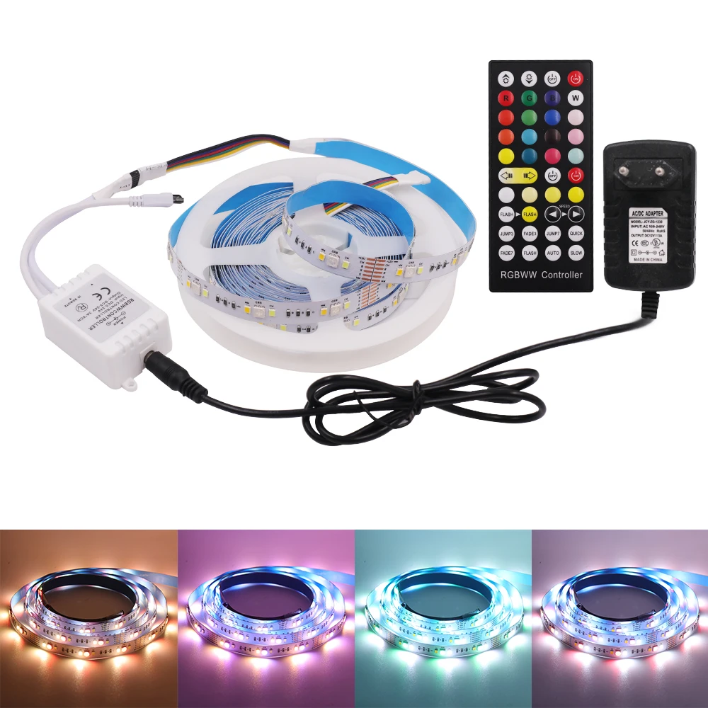 

12V 5M RGB CCT LED Strip Light SMD 2835 RGBCCT RGBW Waterproof Flexible LED Strips RGB Tape Decorative Lights EU/US/UK/AU