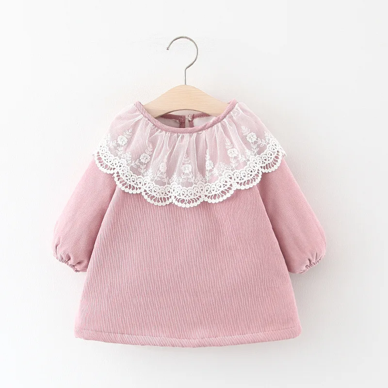 New Year Christmas Dress Infant Party Dresses For Baby Girl Long Sleeve Princess Dress Autumn Winter Newborn Clothes Baby Dress - Цвет: Pink