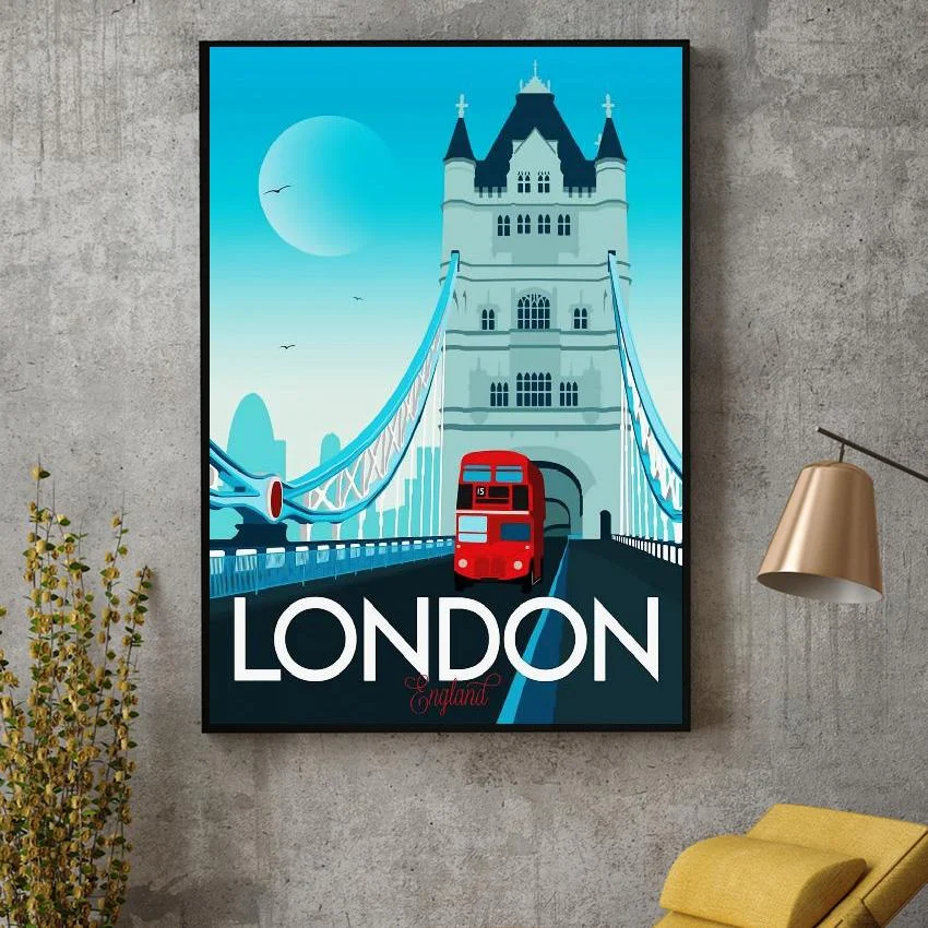 Настенная живопись на холсте Лондонский постер для путешествий современное