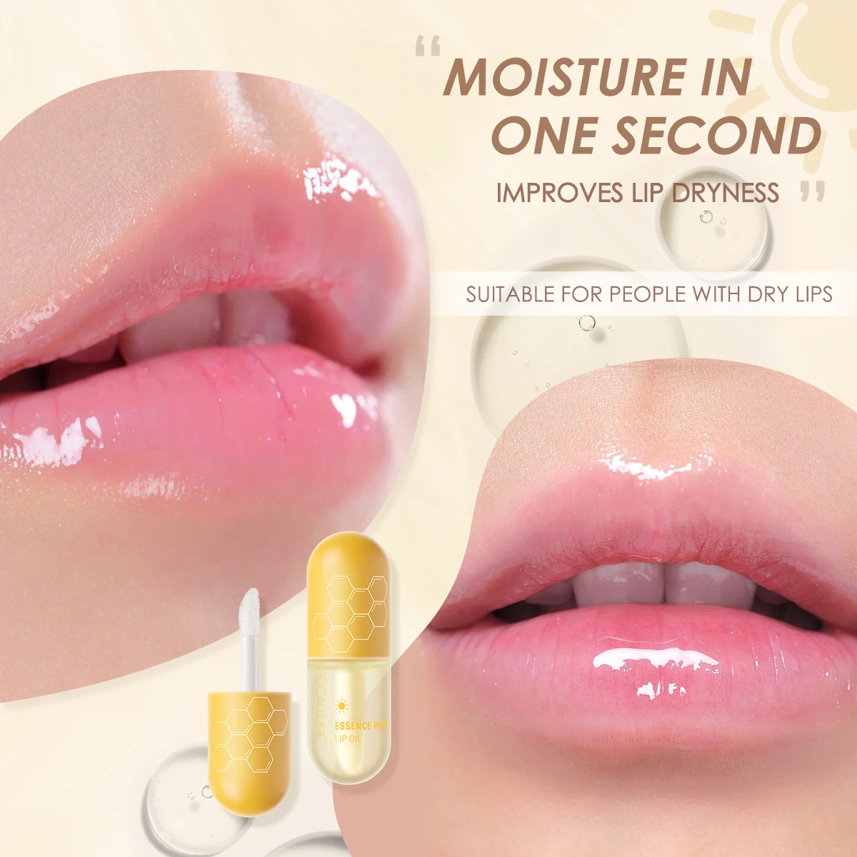 FOCALLURE Day Night Moisturizing Repairing Lip Oil Instant Volume Lip Plumper Reduce Fine Line Lips Care Makeup Cosmetics