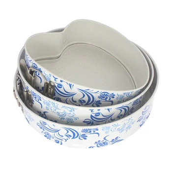 

NEW-Set of 3 Non Stick Spring Form Round Cake Baking Bake Tin Tray Pan Bakeware Removable Carbon Steel Cake Pan